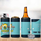 Custom Bowls Australia 4 in 1 Can Cooler Tumbler Teal Color Curve Sporty - Aussie Hoodie