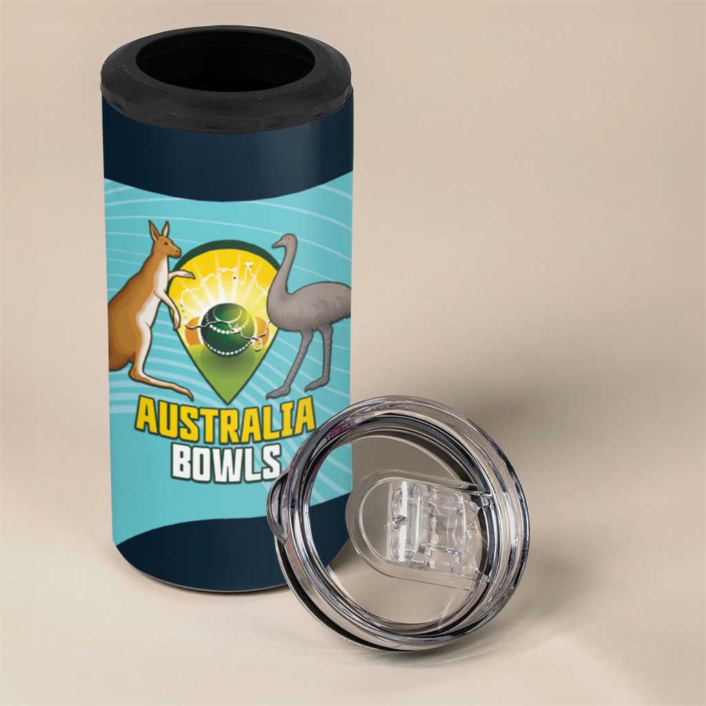 Custom Bowls Australia 4 in 1 Can Cooler Tumbler Teal Color Curve Sporty - Aussie Hoodie