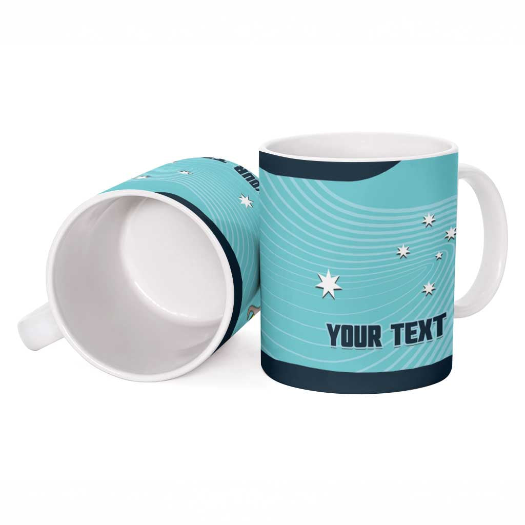 Custom Bowls Australia Ceramic Mug Teal Color Curve Sporty - Aussie Hoodie