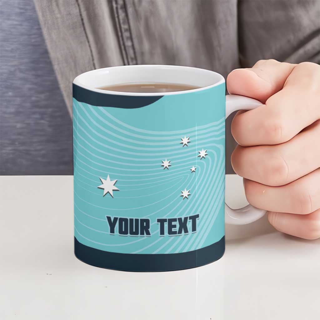 Custom Bowls Australia Ceramic Mug Teal Color Curve Sporty - Aussie Hoodie