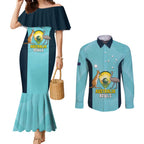 Custom Bowls Australia Couples Matching Mermaid Dress and Long Sleeve Button Shirt Teal Color Curve Sporty - Aussie Hoodie
