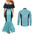 Custom Bowls Australia Couples Matching Mermaid Dress and Long Sleeve Button Shirt Teal Color Curve Sporty - Aussie Hoodie