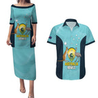 Custom Bowls Australia Couples Matching Puletasi and Hawaiian Shirt Teal Color Curve Sporty - Aussie Hoodie