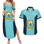 Custom Bowls Australia Couples Matching Summer Maxi Dress and Hawaiian Shirt Teal Color Curve Sporty - Aussie Hoodie