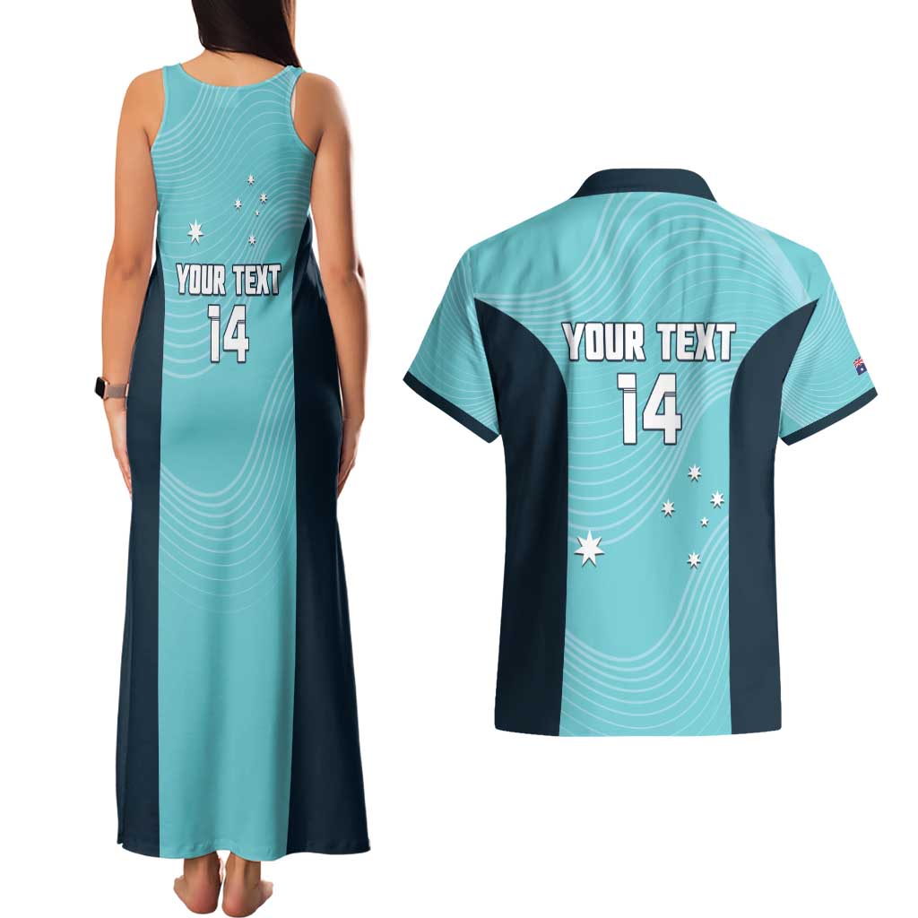 Custom Bowls Australia Couples Matching Tank Maxi Dress and Hawaiian Shirt Teal Color Curve Sporty - Aussie Hoodie