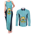 Custom Bowls Australia Couples Matching Tank Maxi Dress and Long Sleeve Button Shirt Teal Color Curve Sporty - Aussie Hoodie