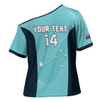 Custom Bowls Australia Cross Shoulder Shirt Teal Color Curve Sporty - Aussie Hoodie