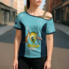 Custom Bowls Australia Cross Shoulder Shirt Teal Color Curve Sporty - Aussie Hoodie