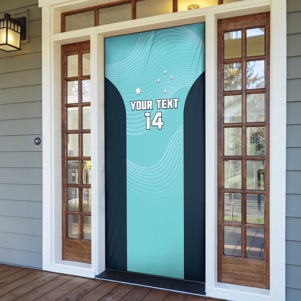 Custom Bowls Australia Door Cover Teal Color Curve Sporty - Aussie Hoodie