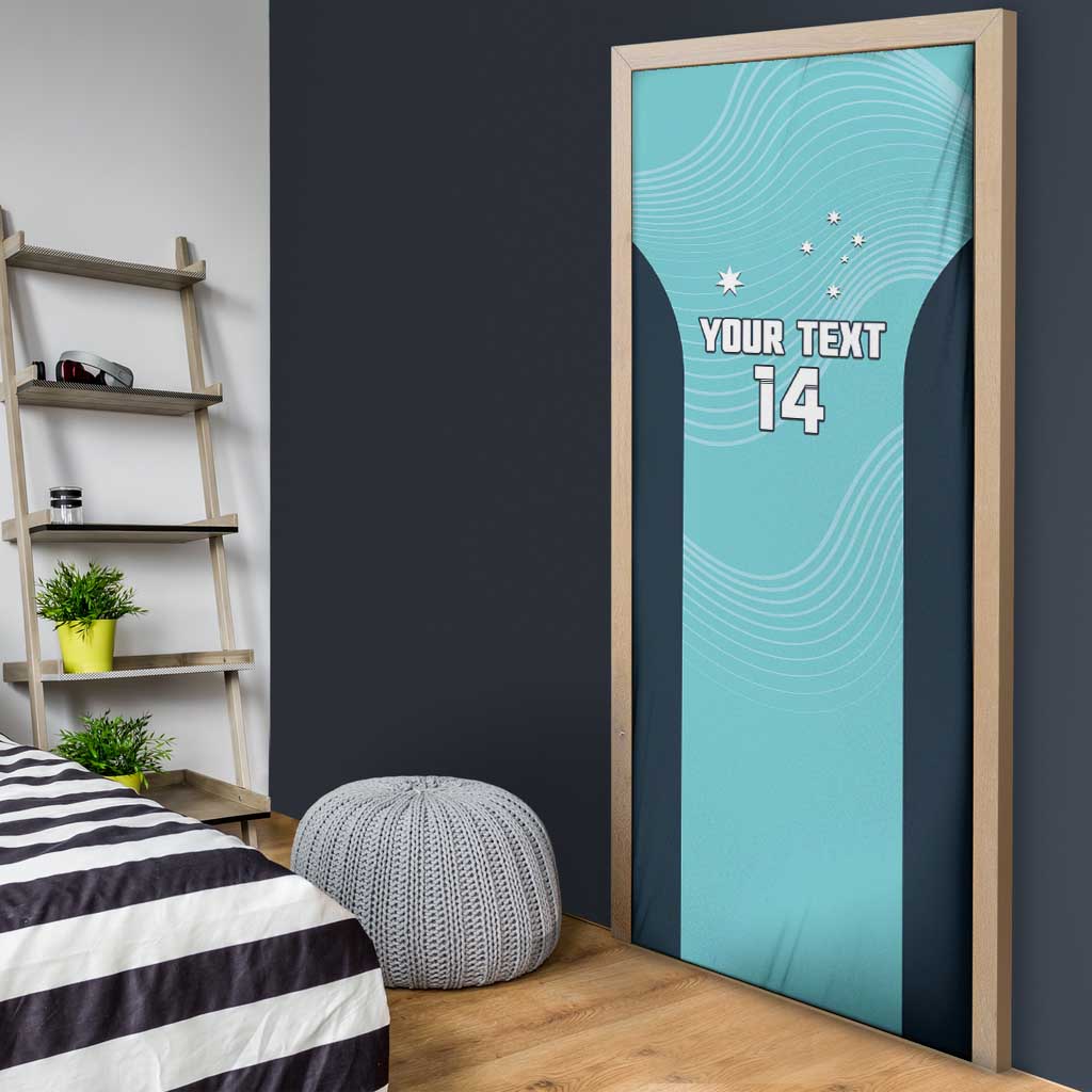 Custom Bowls Australia Door Cover Teal Color Curve Sporty - Aussie Hoodie