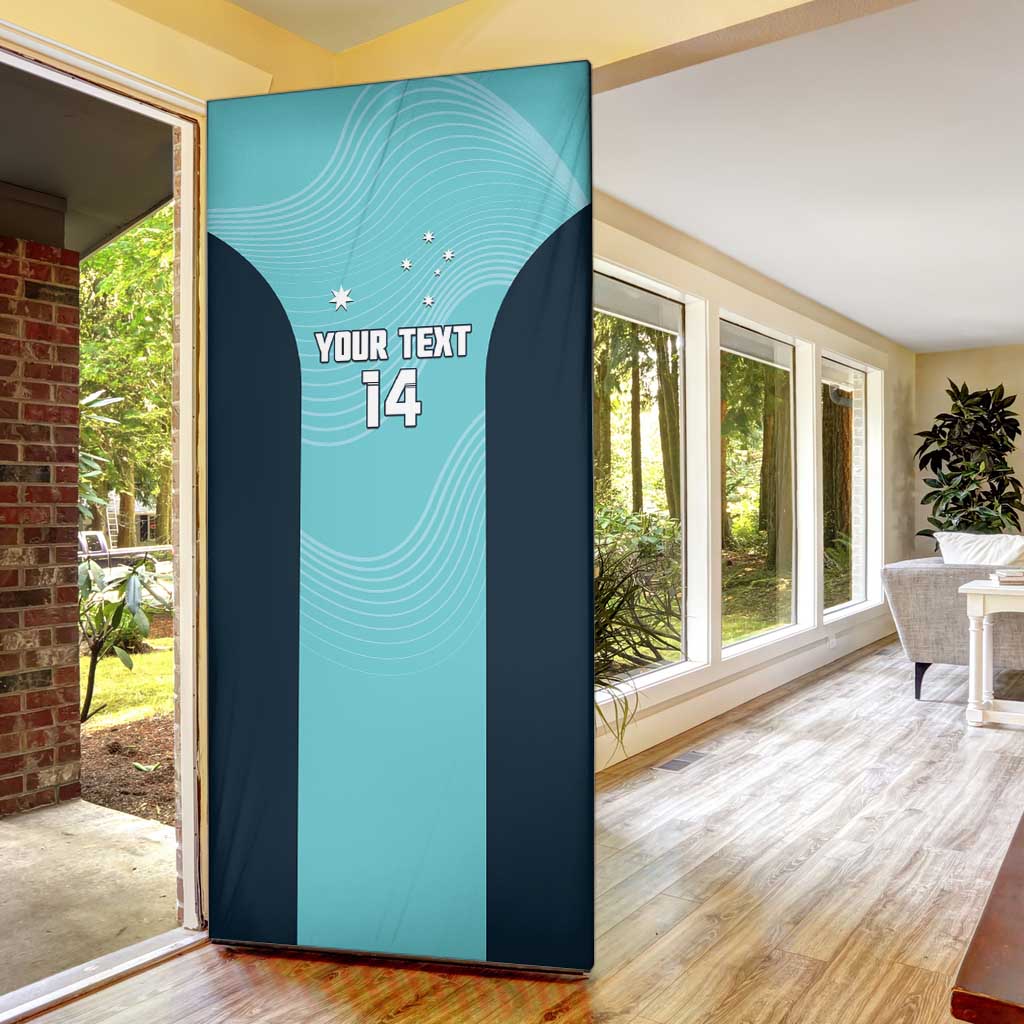 Custom Bowls Australia Door Cover Teal Color Curve Sporty - Aussie Hoodie