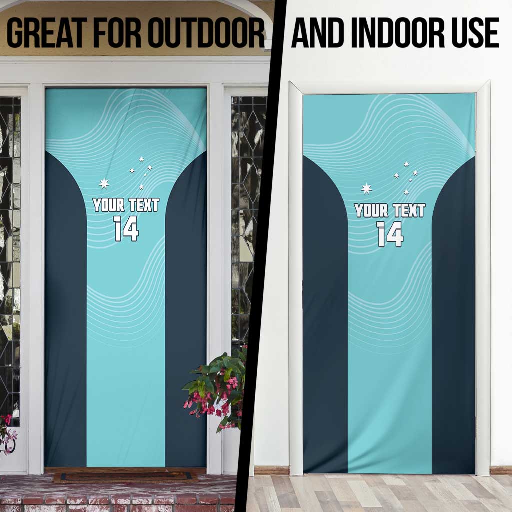 Custom Bowls Australia Door Cover Teal Color Curve Sporty - Aussie Hoodie