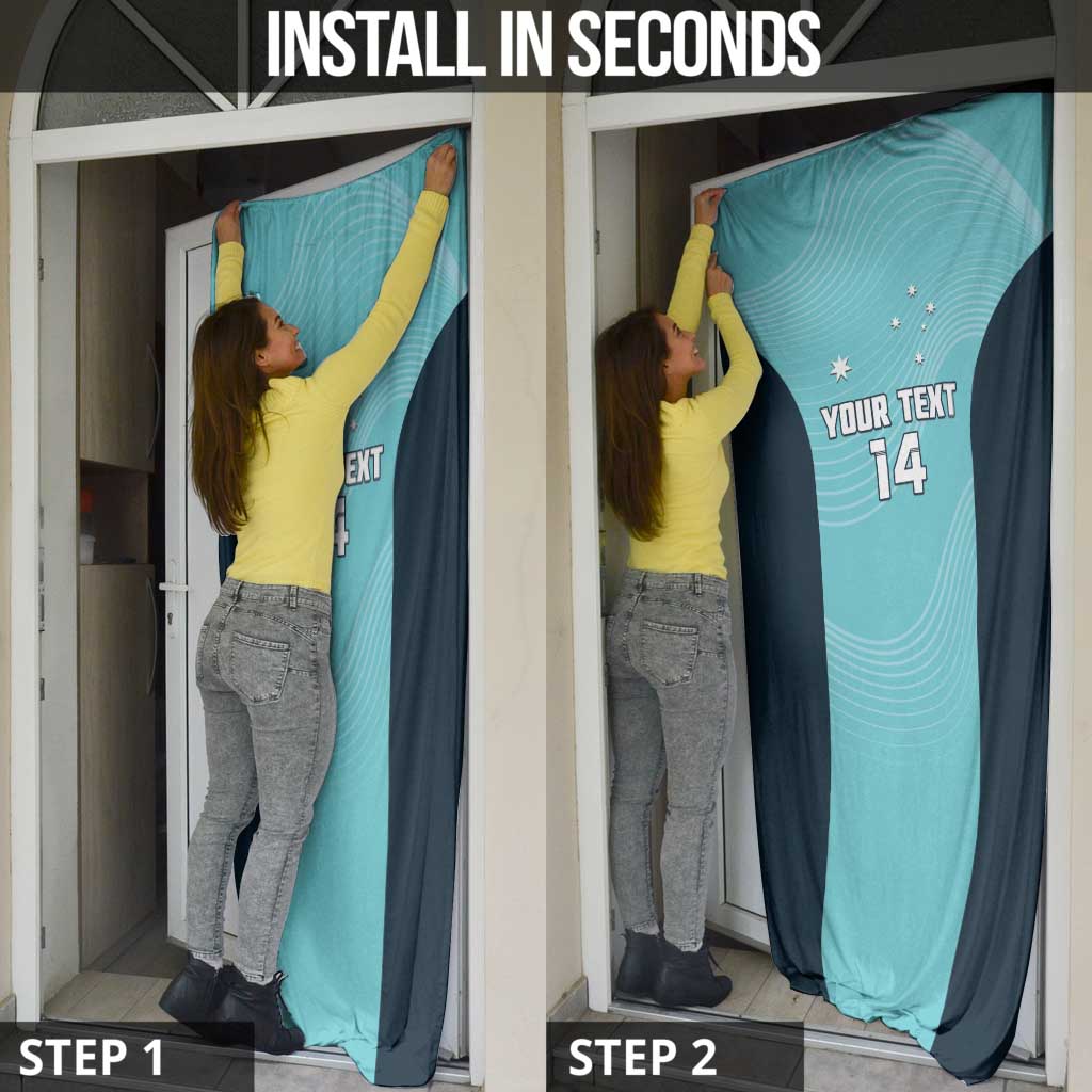 Custom Bowls Australia Door Cover Teal Color Curve Sporty - Aussie Hoodie