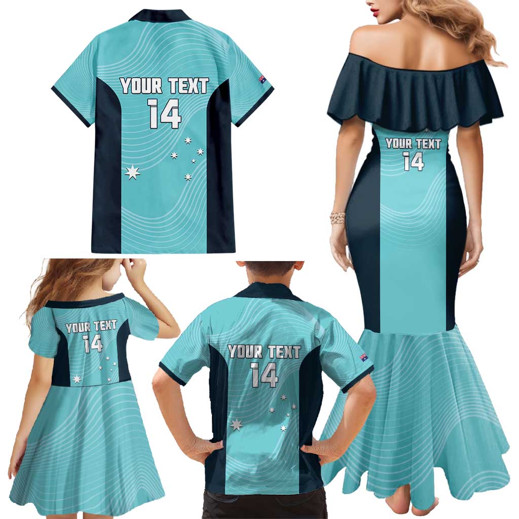 Custom Bowls Australia Family Matching Mermaid Dress and Hawaiian Shirt Teal Color Curve Sporty - Aussie Hoodie