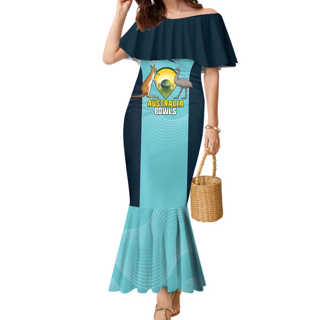 Custom Bowls Australia Family Matching Mermaid Dress and Hawaiian Shirt Teal Color Curve Sporty - Aussie Hoodie