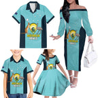Custom Bowls Australia Family Matching Off The Shoulder Long Sleeve Dress and Hawaiian Shirt Teal Color Curve Sporty - Aussie Hoodie