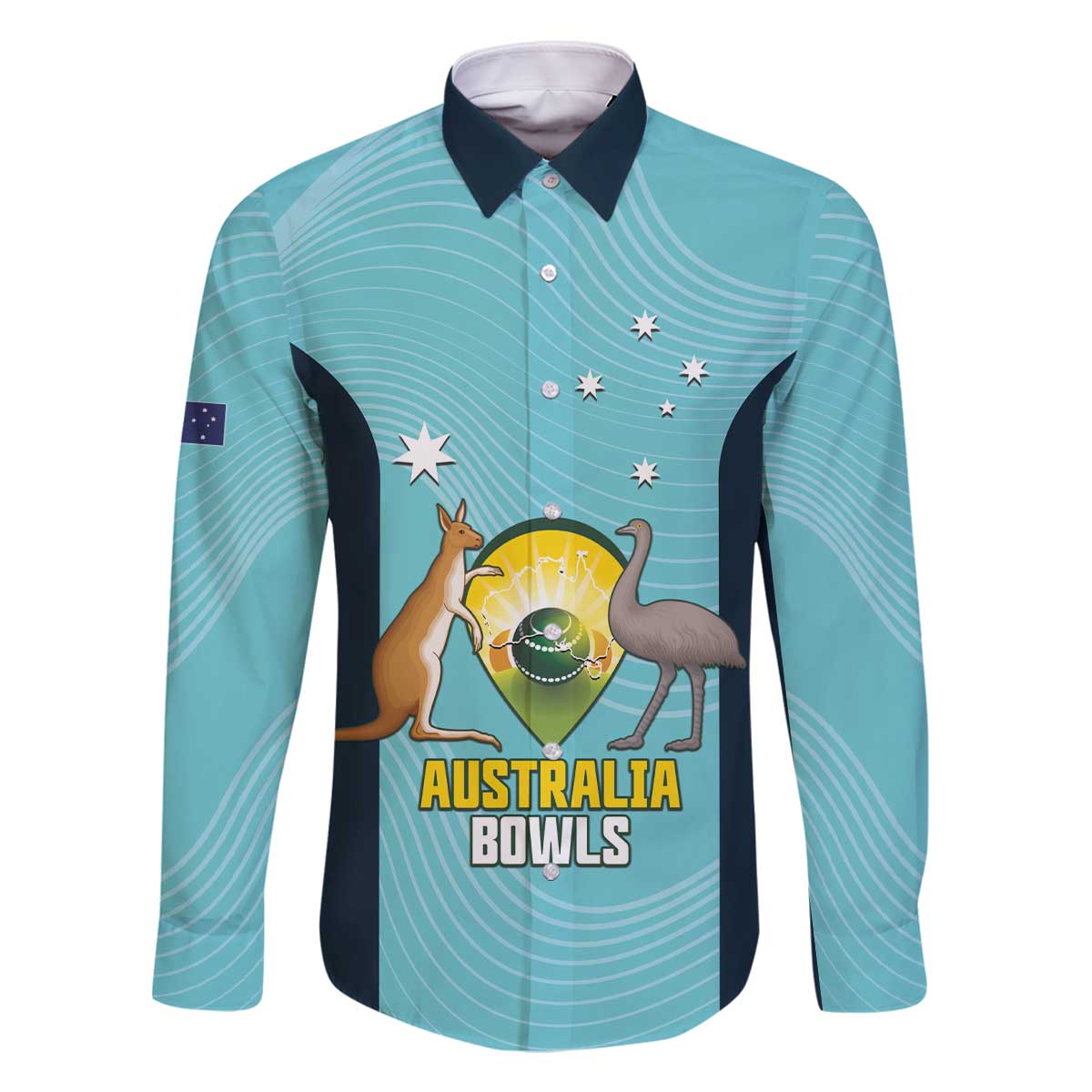 Custom Bowls Australia Family Matching Off The Shoulder Long Sleeve Dress and Hawaiian Shirt Teal Color Curve Sporty - Aussie Hoodie