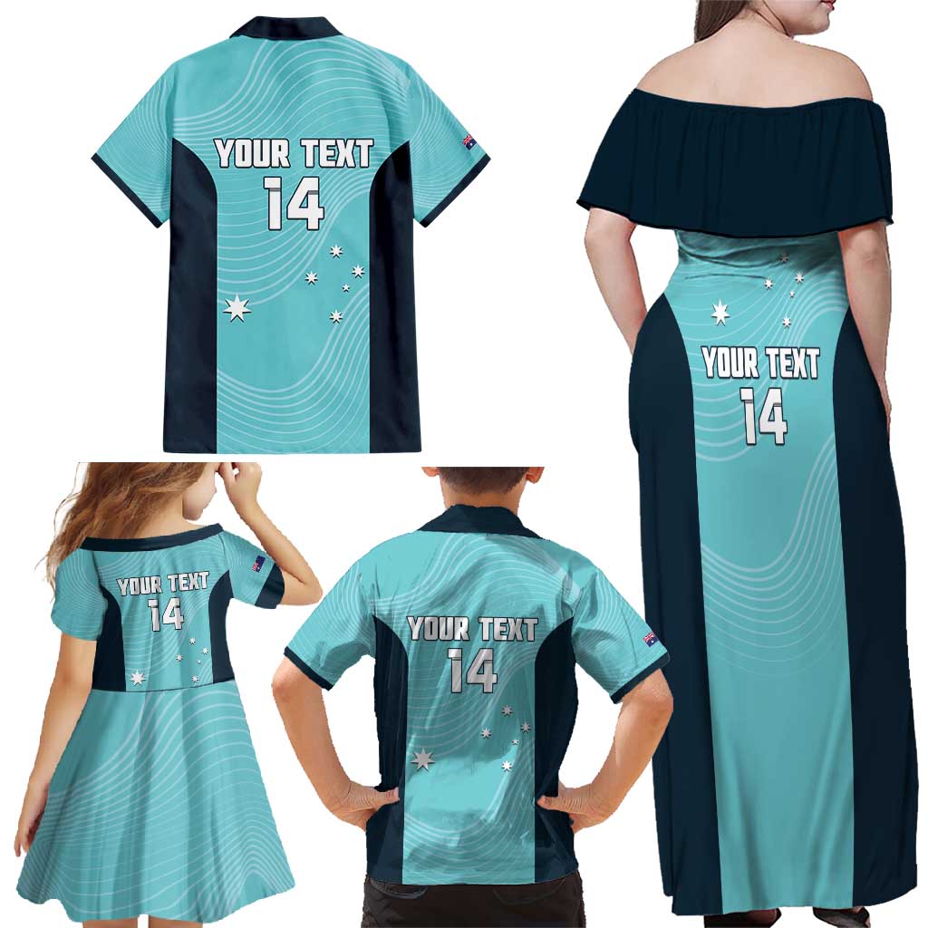 Custom Bowls Australia Family Matching Off Shoulder Maxi Dress and Hawaiian Shirt Teal Color Curve Sporty - Aussie Hoodie