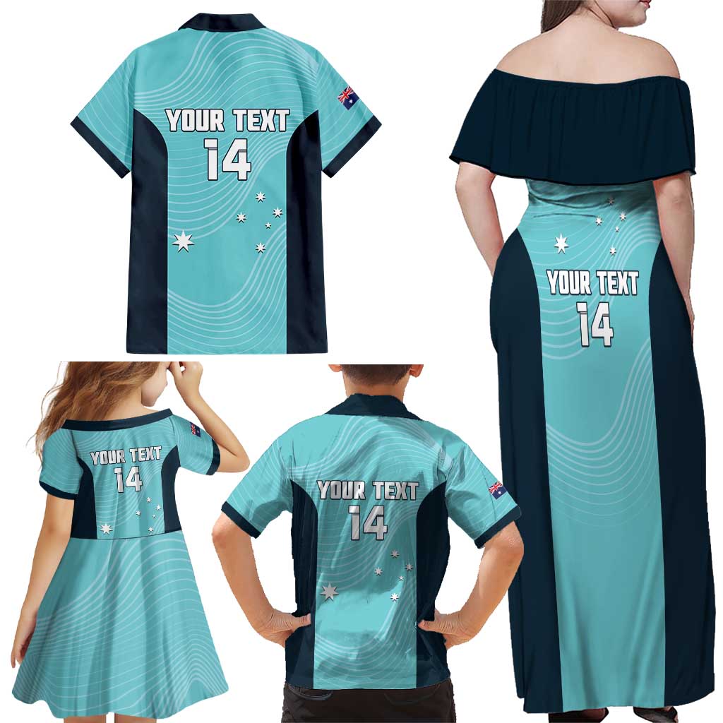 Custom Bowls Australia Family Matching Off Shoulder Maxi Dress and Hawaiian Shirt Teal Color Curve Sporty - Aussie Hoodie