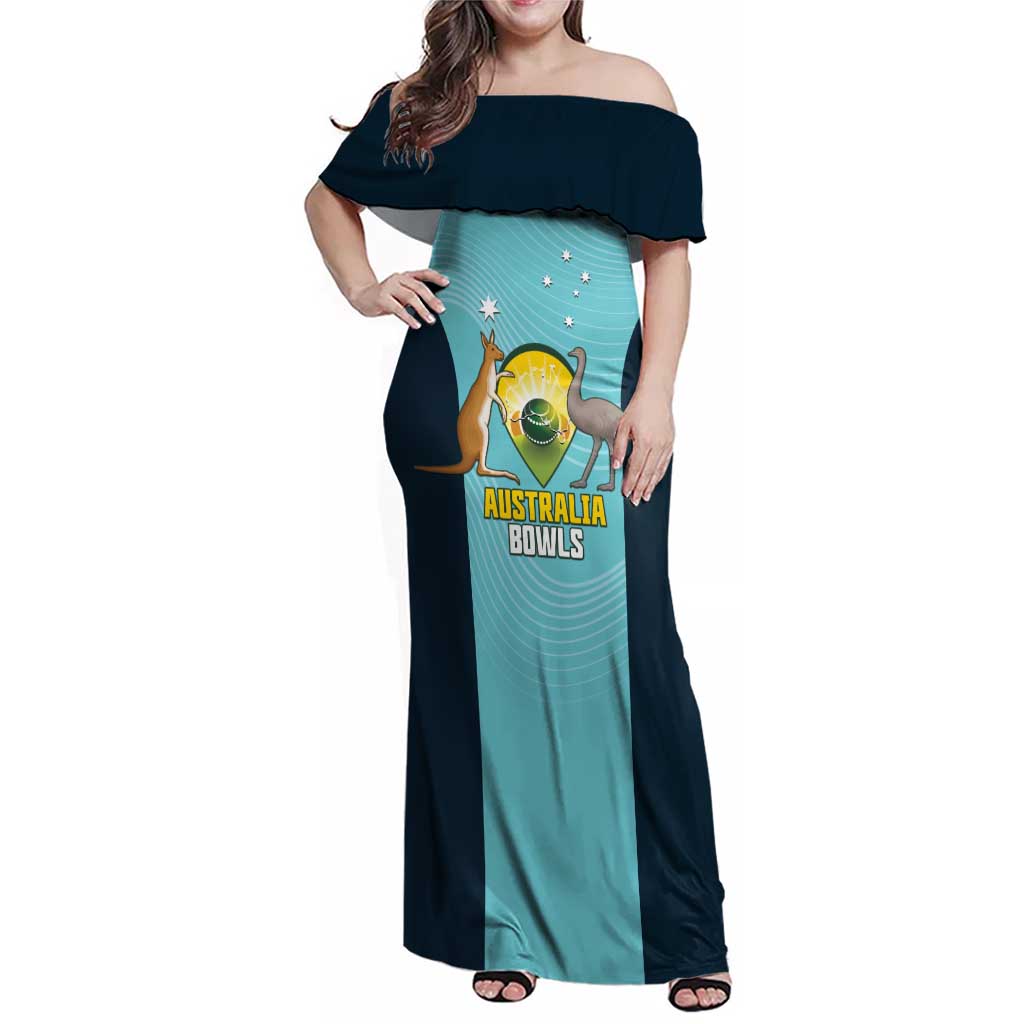 Custom Bowls Australia Family Matching Off Shoulder Maxi Dress and Hawaiian Shirt Teal Color Curve Sporty - Aussie Hoodie