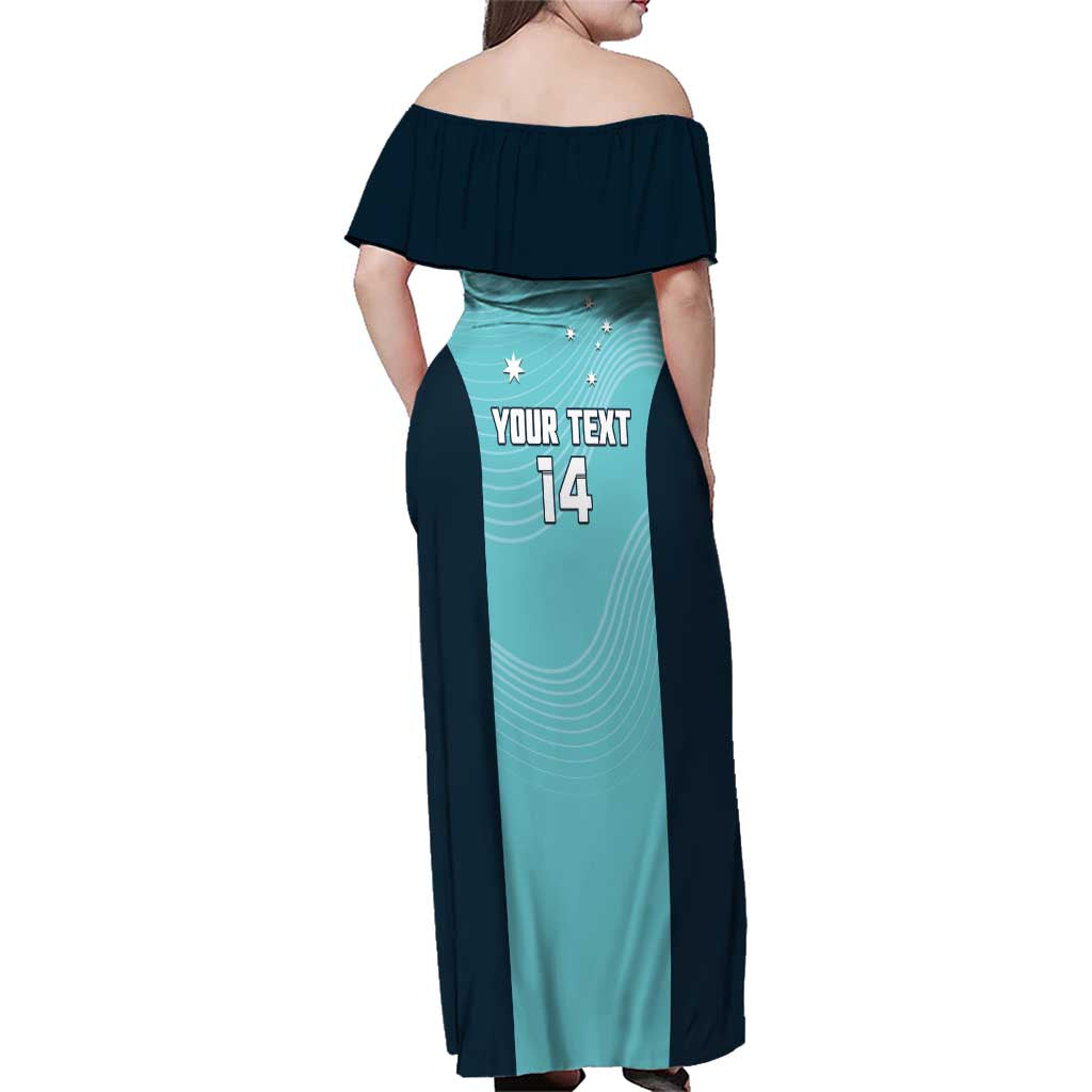 Custom Bowls Australia Family Matching Off Shoulder Maxi Dress and Hawaiian Shirt Teal Color Curve Sporty - Aussie Hoodie