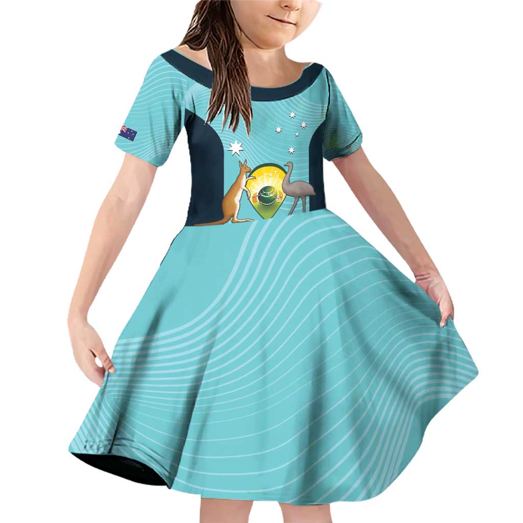 Custom Bowls Australia Family Matching Off Shoulder Short Dress and Hawaiian Shirt Teal Color Curve Sporty - Aussie Hoodie