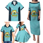 Custom Bowls Australia Family Matching Puletasi and Hawaiian Shirt Teal Color Curve Sporty - Aussie Hoodie
