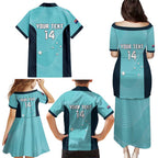 Custom Bowls Australia Family Matching Puletasi and Hawaiian Shirt Teal Color Curve Sporty - Aussie Hoodie
