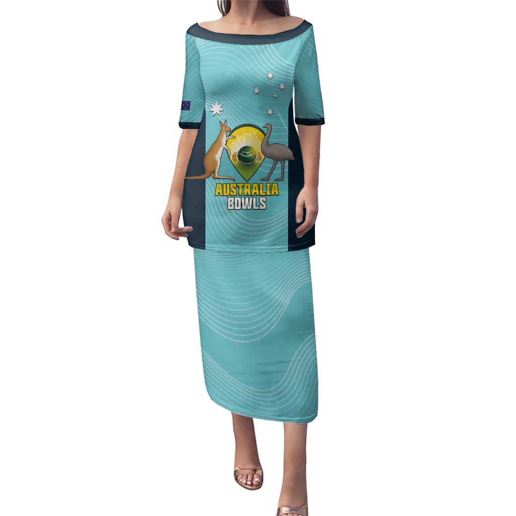 Custom Bowls Australia Family Matching Puletasi and Hawaiian Shirt Teal Color Curve Sporty - Aussie Hoodie