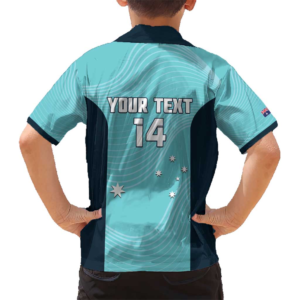 Custom Bowls Australia Family Matching Short Sleeve Bodycon Dress and Hawaiian Shirt Teal Color Curve Sporty - Aussie Hoodie