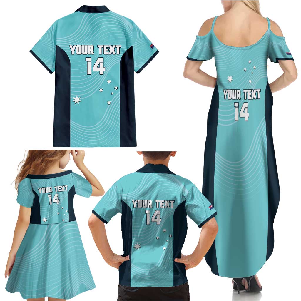 Custom Bowls Australia Family Matching Summer Maxi Dress and Hawaiian Shirt Teal Color Curve Sporty - Aussie Hoodie