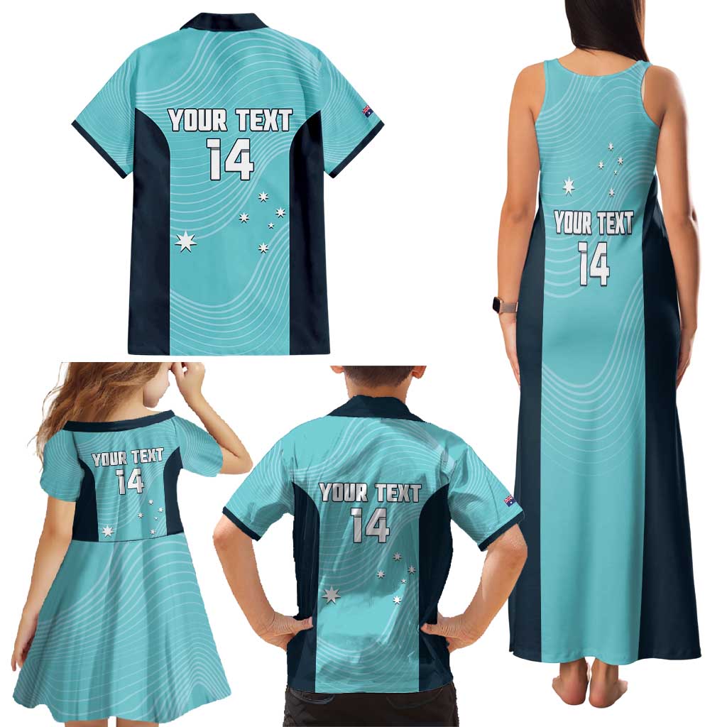 Custom Bowls Australia Family Matching Tank Maxi Dress and Hawaiian Shirt Teal Color Curve Sporty - Aussie Hoodie