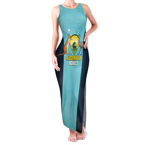 Custom Bowls Australia Family Matching Tank Maxi Dress and Hawaiian Shirt Teal Color Curve Sporty - Aussie Hoodie