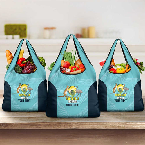 Custom Bowls Australia Grocery Bag Teal Color Curve Sporty - Aussie Hoodie
