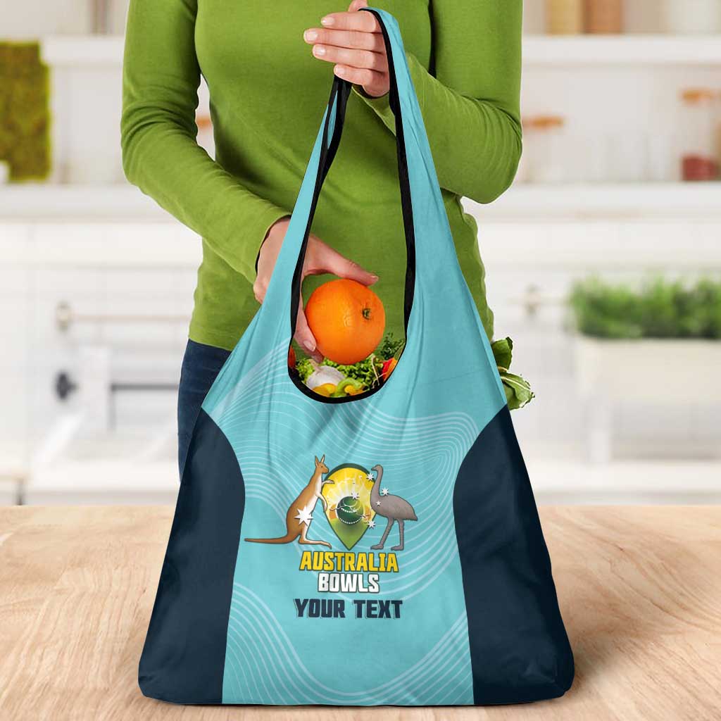 Custom Bowls Australia Grocery Bag Teal Color Curve Sporty - Aussie Hoodie