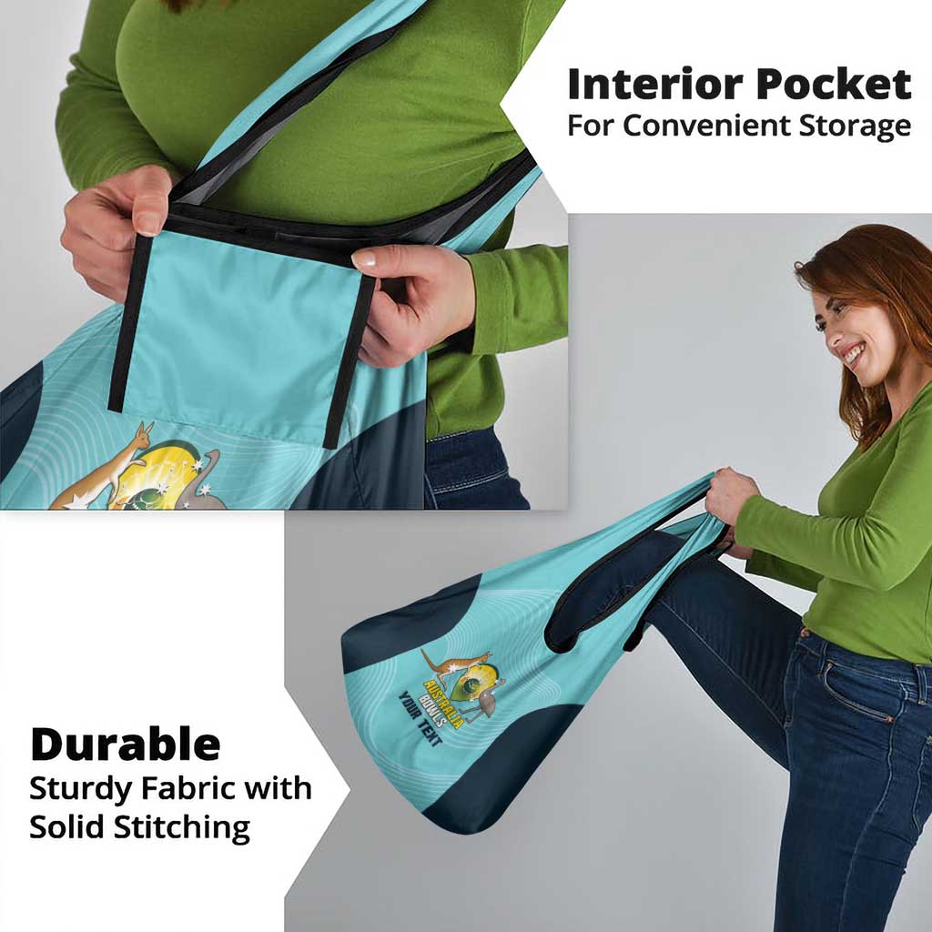 Custom Bowls Australia Grocery Bag Teal Color Curve Sporty - Aussie Hoodie