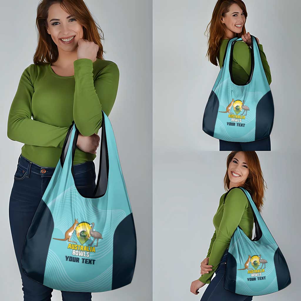 Custom Bowls Australia Grocery Bag Teal Color Curve Sporty - Aussie Hoodie