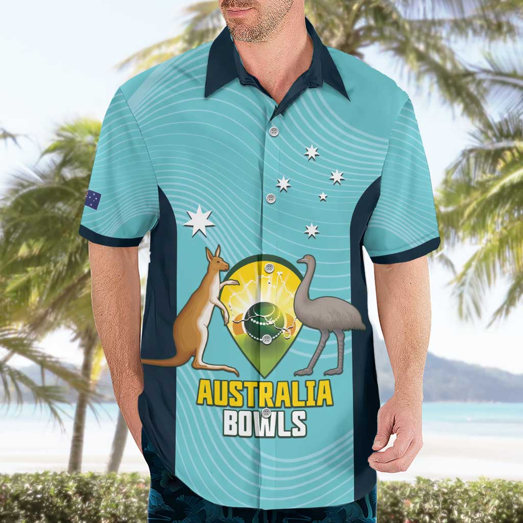 Custom Bowls Australia Hawaiian Shirt Teal Color Curve Sporty - Aussie Hoodie