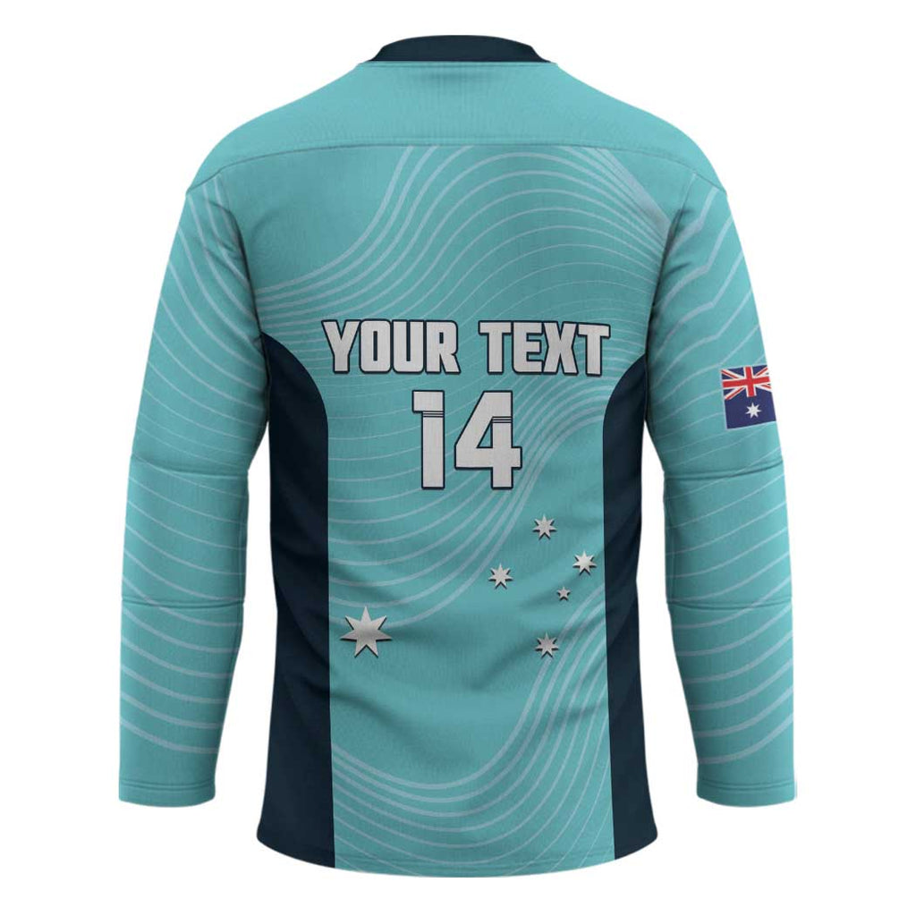 Custom Bowls Australia Hockey Jersey Teal Color Curve Sporty - Aussie Hoodie