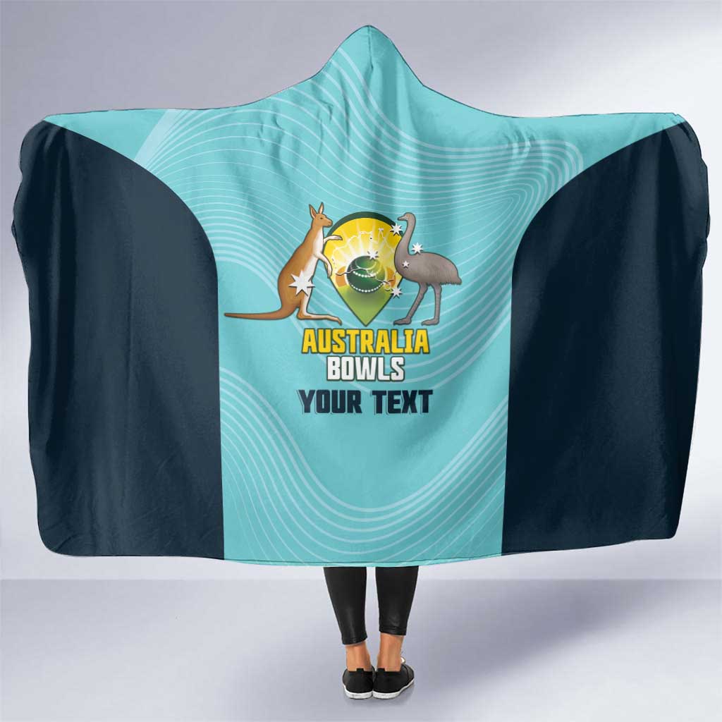 Custom Bowls Australia Hooded Blanket Teal Color Curve Sporty - Aussie Hoodie