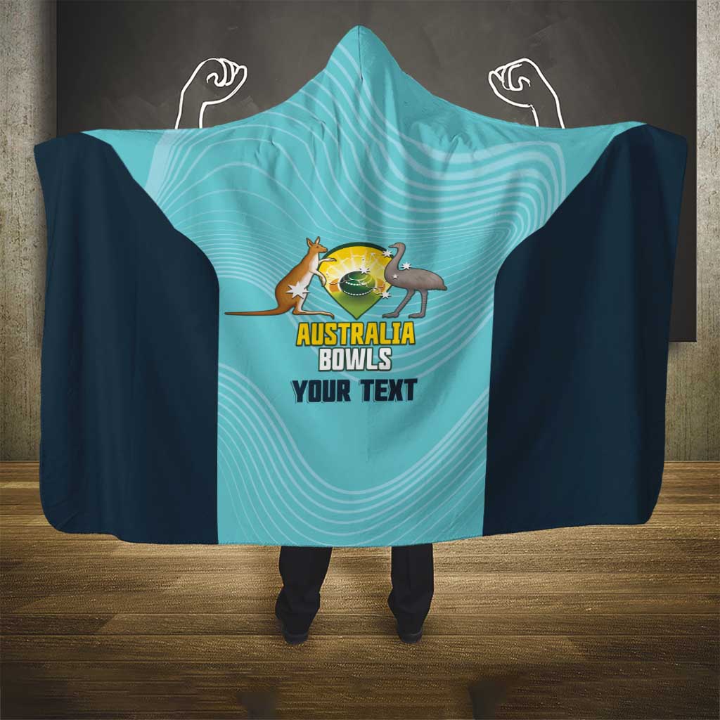 Custom Bowls Australia Hooded Blanket Teal Color Curve Sporty - Aussie Hoodie