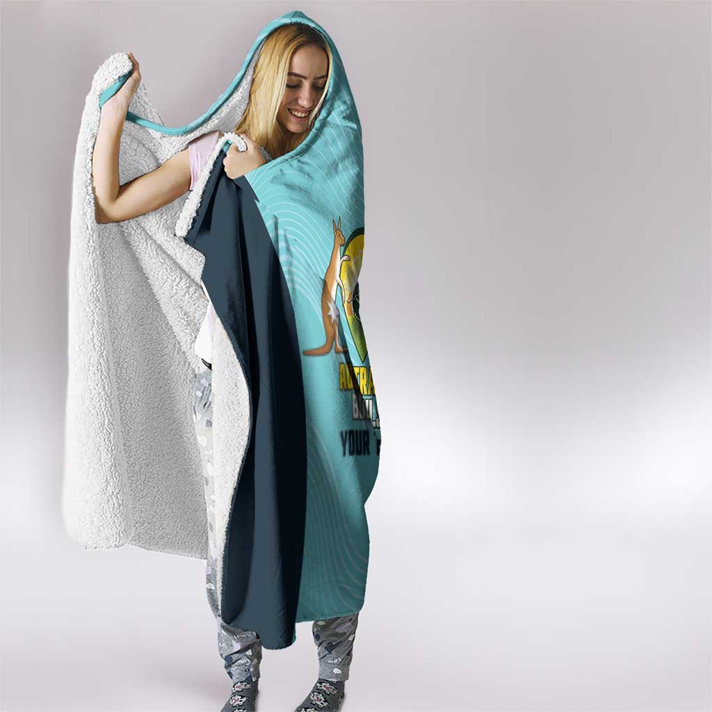 Custom Bowls Australia Hooded Blanket Teal Color Curve Sporty - Aussie Hoodie