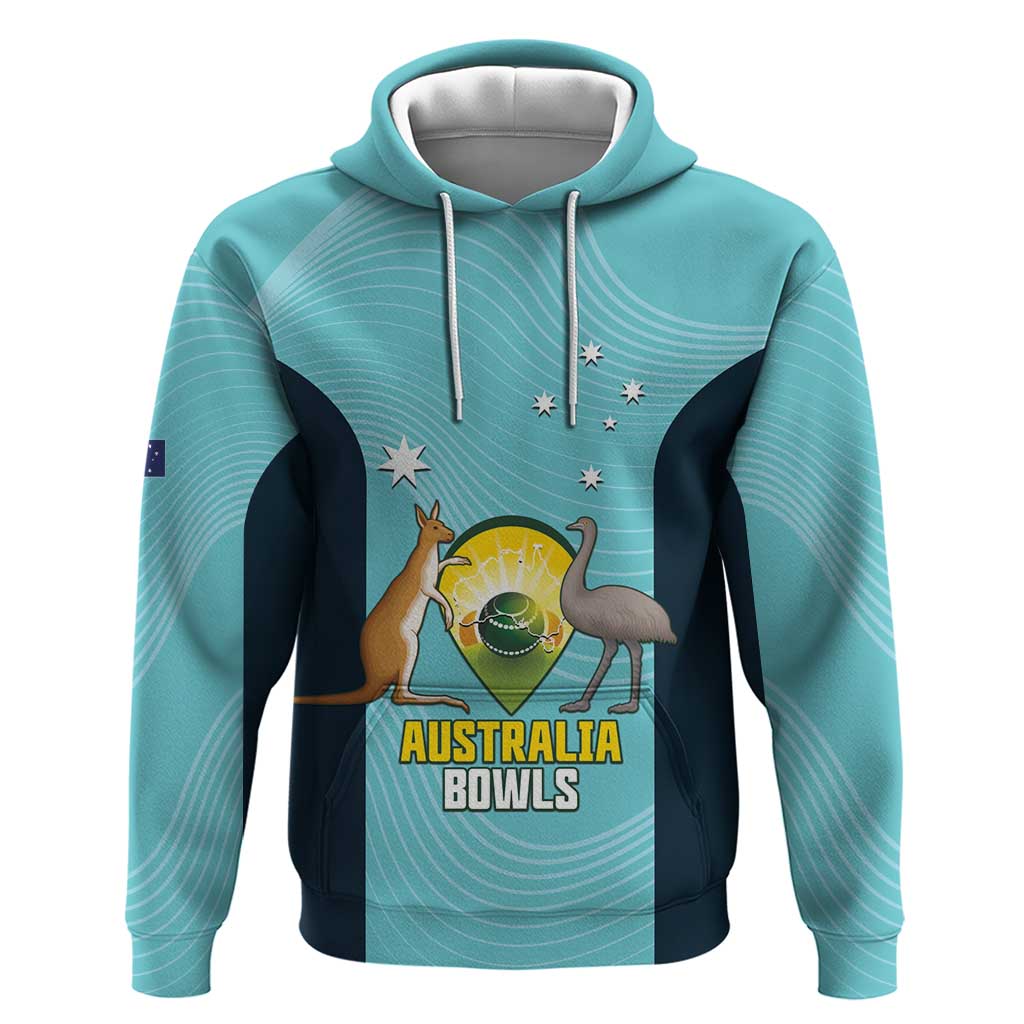 Custom Bowls Australia Hoodie Teal Color Curve Sporty - Aussie Hoodie