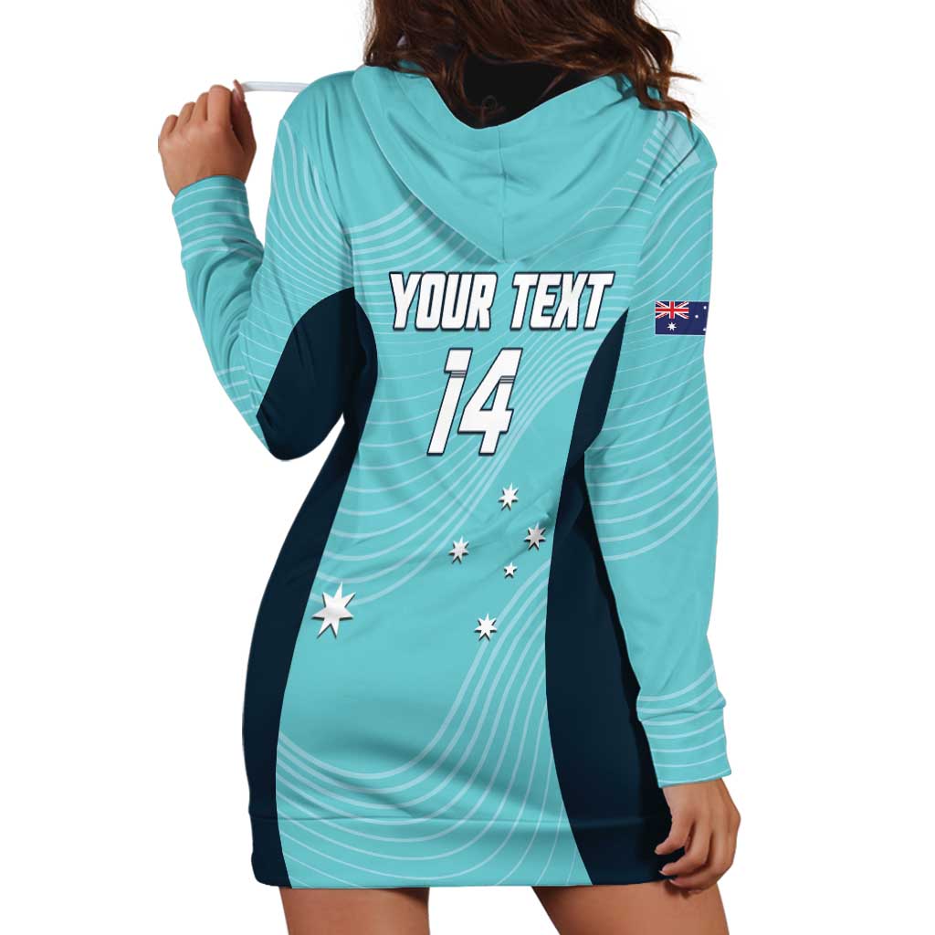 Custom Bowls Australia Hoodie Dress Teal Color Curve Sporty - Aussie Hoodie