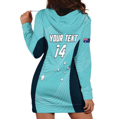 Custom Bowls Australia Hoodie Dress Teal Color Curve Sporty - Aussie Hoodie