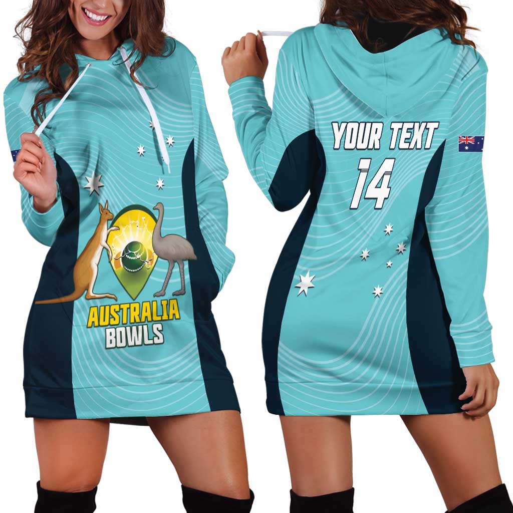 Custom Bowls Australia Hoodie Dress Teal Color Curve Sporty - Aussie Hoodie