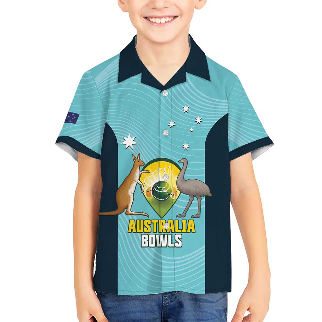 Custom Bowls Australia Kid Hawaiian Shirt Teal Color Curve Sporty - Aussie Hoodie