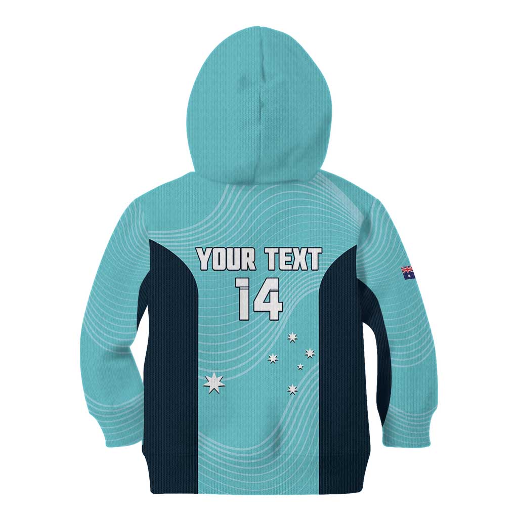 Custom Bowls Australia Kid Hoodie Teal Color Curve Sporty - Aussie Hoodie