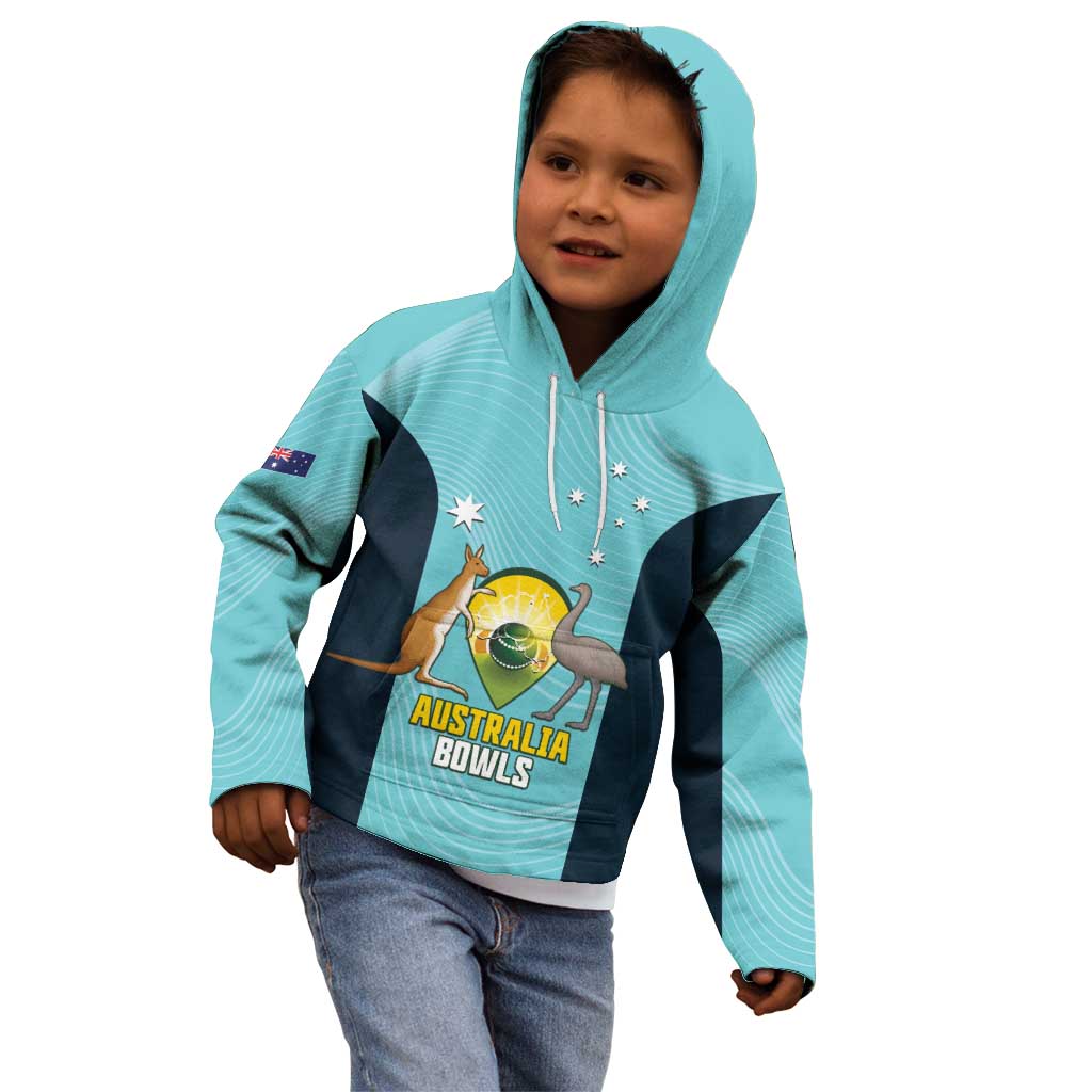 Custom Bowls Australia Kid Hoodie Teal Color Curve Sporty - Aussie Hoodie