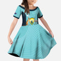 Custom Bowls Australia Kid Short Sleeve Dress Teal Color Curve Sporty - Aussie Hoodie